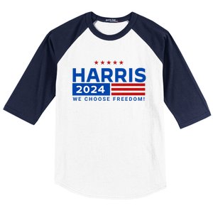 We Choose Freedom Vote Kamala Harris For President 2024 Baseball Sleeve Shirt