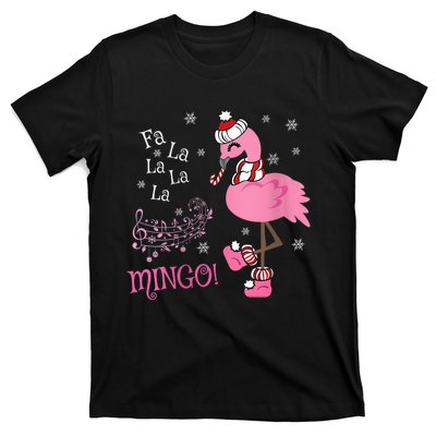 Wo Cute Fa La La MINGO Candy Cane Christmas Flamingo V-Neck T-Shirt