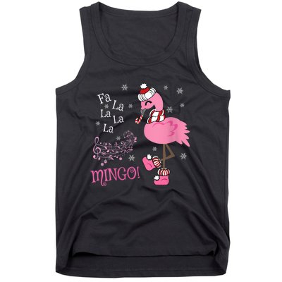 Wo Cute Fa La La MINGO Candy Cane Christmas Flamingo V-Neck Tank Top