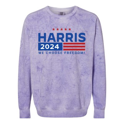 We Choose Freedom Vote Kamala Harris For President 2024 Colorblast Crewneck Sweatshirt