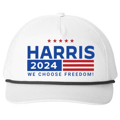 We Choose Freedom Vote Kamala Harris For President 2024 Snapback Five-Panel Rope Hat