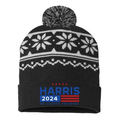 We Choose Freedom Vote Kamala Harris For President 2024 USA-Made Snowflake Beanie