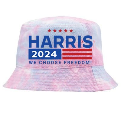 We Choose Freedom Vote Kamala Harris For President 2024 Tie-Dyed Bucket Hat