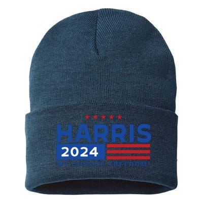 We Choose Freedom Vote Kamala Harris For President 2024 Sustainable Knit Beanie