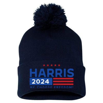 We Choose Freedom Vote Kamala Harris For President 2024 Pom Pom 12in Knit Beanie