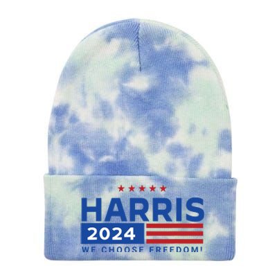 We Choose Freedom Vote Kamala Harris For President 2024 Tie Dye 12in Knit Beanie