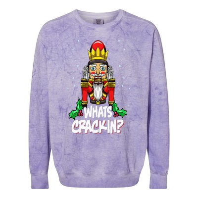 Whats Crackin Funny Christmas Nutcracker Pajama Family Xmas Colorblast Crewneck Sweatshirt