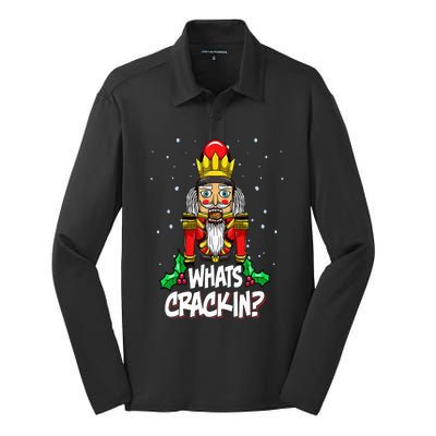 Whats Crackin Funny Christmas Nutcracker Pajama Family Xmas Silk Touch Performance Long Sleeve Polo