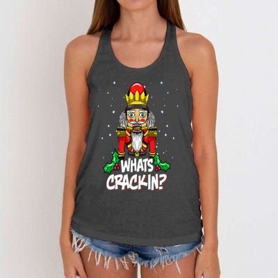 Whats Crackin Funny Christmas Nutcracker Pajama Family Xmas Women's Knotted Racerback Tank