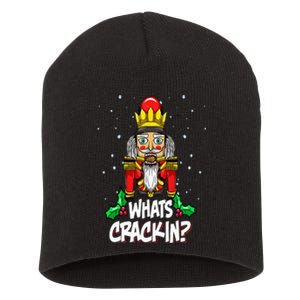 Whats Crackin Funny Christmas Nutcracker Pajama Family Xmas Short Acrylic Beanie