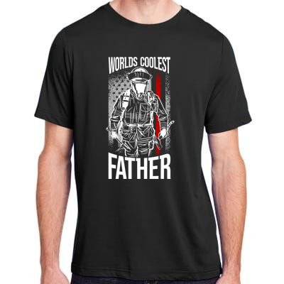 Worlds Coolest Father Fire American Flag Firefighter Dad Gift Adult ChromaSoft Performance T-Shirt