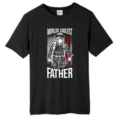 Worlds Coolest Father Fire American Flag Firefighter Dad Gift Tall Fusion ChromaSoft Performance T-Shirt