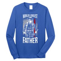 Worlds Coolest Father Fire American Flag Firefighter Dad Gift Long Sleeve Shirt