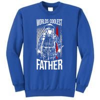 Worlds Coolest Father Fire American Flag Firefighter Dad Gift Sweatshirt