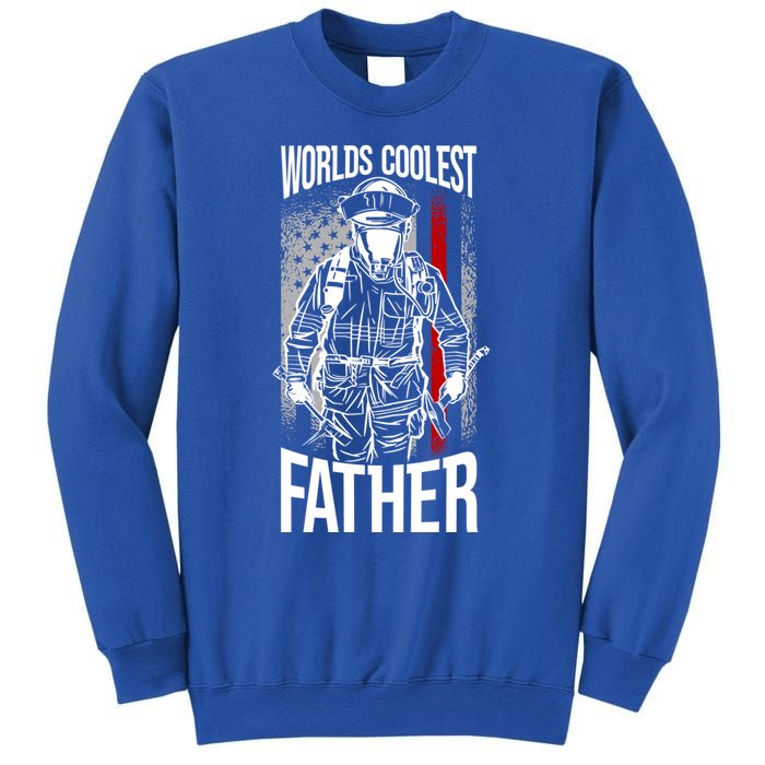 Worlds Coolest Father Fire American Flag Firefighter Dad Gift Sweatshirt