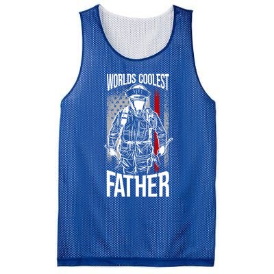 Worlds Coolest Father Fire American Flag Firefighter Dad Gift Mesh Reversible Basketball Jersey Tank