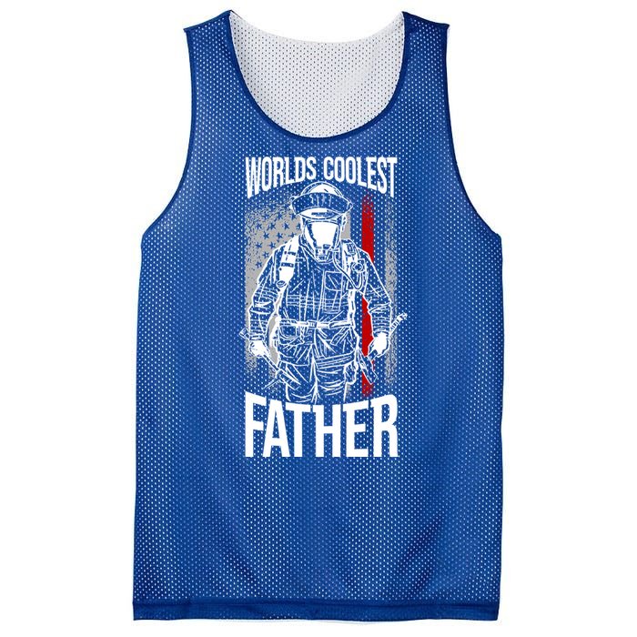 Worlds Coolest Father Fire American Flag Firefighter Dad Gift Mesh Reversible Basketball Jersey Tank