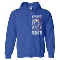 Worlds Coolest Father Fire American Flag Firefighter Dad Gift Full Zip Hoodie