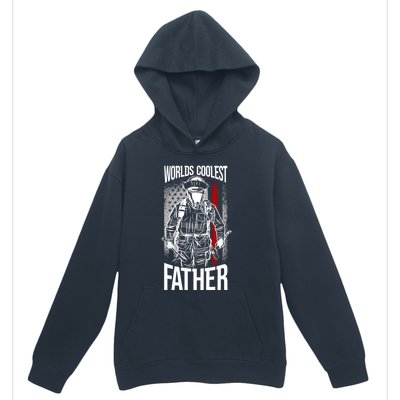 Worlds Coolest Father Fire American Flag Firefighter Dad Gift Urban Pullover Hoodie