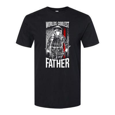 Worlds Coolest Father Fire American Flag Firefighter Dad Gift Softstyle CVC T-Shirt