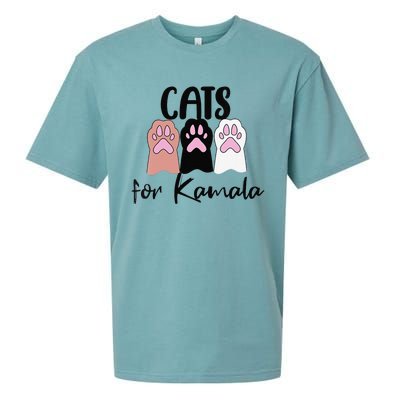 Women Cats For Kamala Funny Political Gift Sueded Cloud Jersey T-Shirt