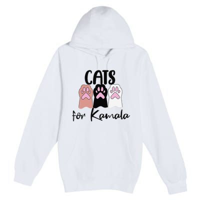 Women Cats For Kamala Funny Political Gift Premium Pullover Hoodie