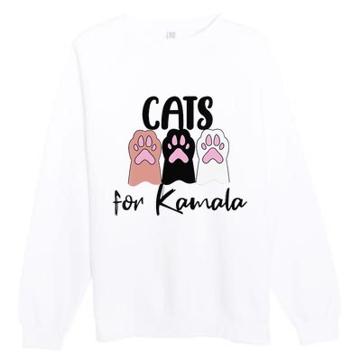 Women Cats For Kamala Funny Political Gift Premium Crewneck Sweatshirt