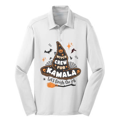 Witch Crew For Harris Halloween Kamala 2024 Silk Touch Performance Long Sleeve Polo