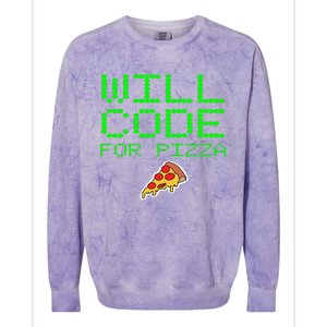 Will Code For Pizza Funny Computer Programming Coding Coder Colorblast Crewneck Sweatshirt