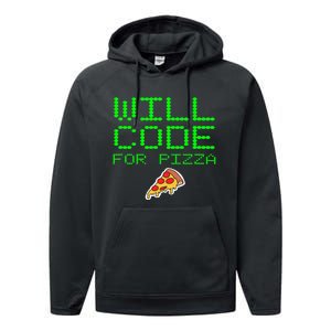 Will Code For Pizza Funny Computer Programming Coding Coder Performance Fleece Hoodie