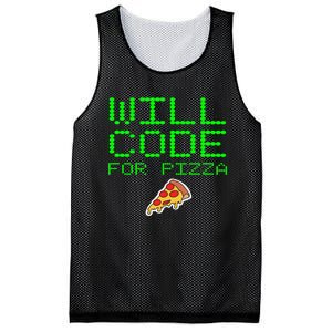 Will Code For Pizza Funny Computer Programming Coding Coder Mesh Reversible Basketball Jersey Tank