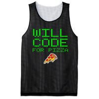 Will Code For Pizza Funny Computer Programming Coding Coder Mesh Reversible Basketball Jersey Tank