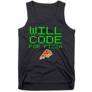 Will Code For Pizza Funny Computer Programming Coding Coder Tank Top