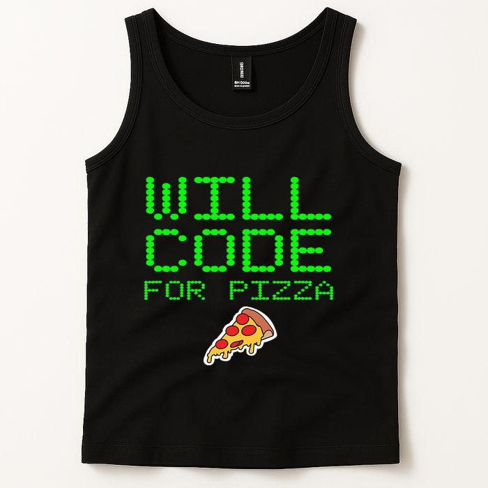 Will Code For Pizza Funny Computer Programming Coding Coder Tank Top