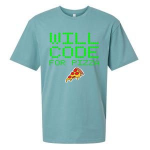 Will Code For Pizza Funny Computer Programming Coding Coder Sueded Cloud Jersey T-Shirt