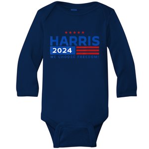 We Choose Freedom Vote Kamala Harris For President 2024 Baby Long Sleeve Bodysuit