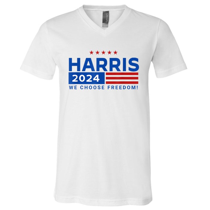 We Choose Freedom Vote Kamala Harris For President 2024 V-Neck T-Shirt