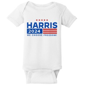 We Choose Freedom Vote Kamala Harris For President 2024 Baby Bodysuit