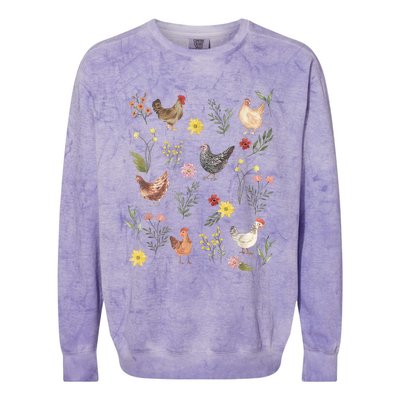 Wildflower Chicken Floral Chicken Lover Cute Farmer Flowers Colorblast Crewneck Sweatshirt