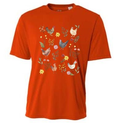 Wildflower Chicken Floral Chicken Lover Cute Farmer Flowers Cooling Performance Crew T-Shirt