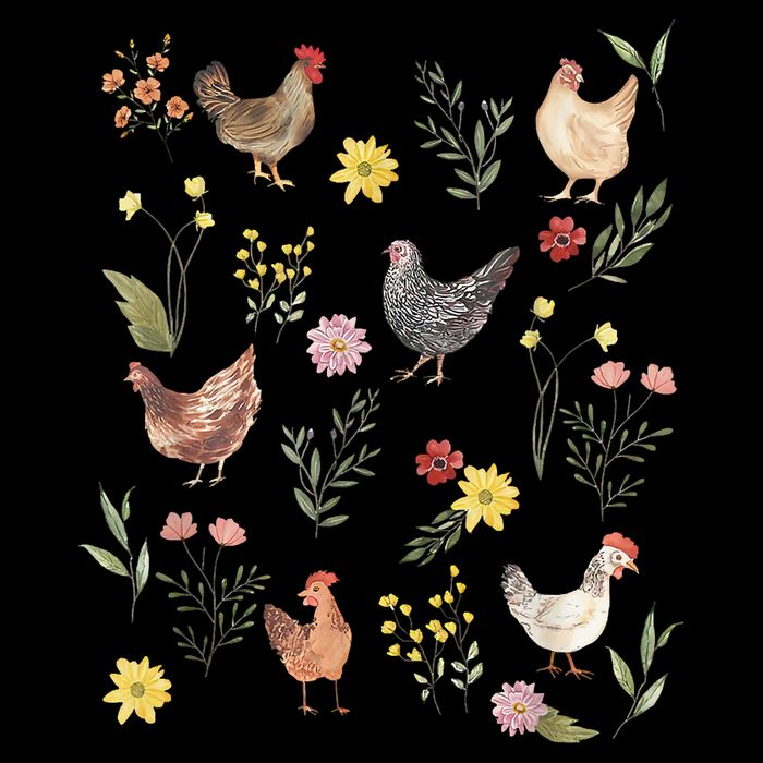 Wildflower Chicken Floral Chicken Lover Cute Farmer Flowers Drawstring Bag