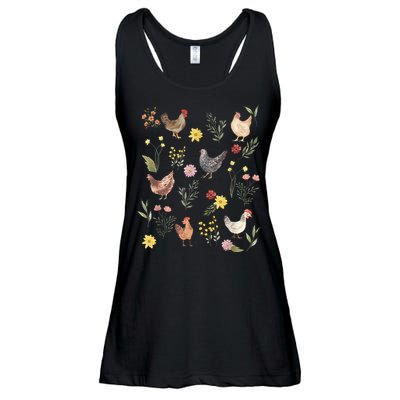 Wildflower Chicken Floral Chicken Lover Cute Farmer Flowers Ladies Essential Flowy Tank