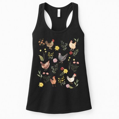 Wildflower Chicken Floral Chicken Lover Cute Farmer Flowers Womens Tank Top