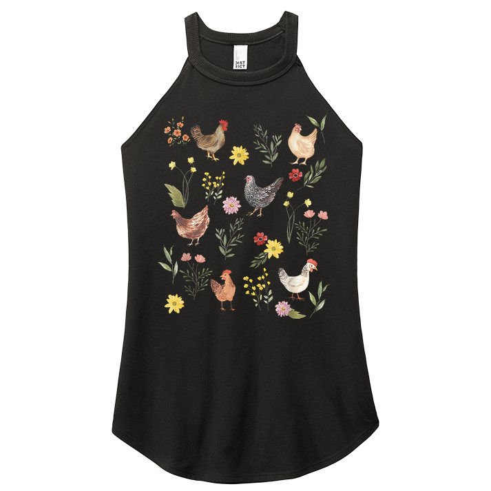 Wildflower Chicken Floral Chicken Lover Cute Farmer Flowers Women's Perfect Tri Rocker Tank