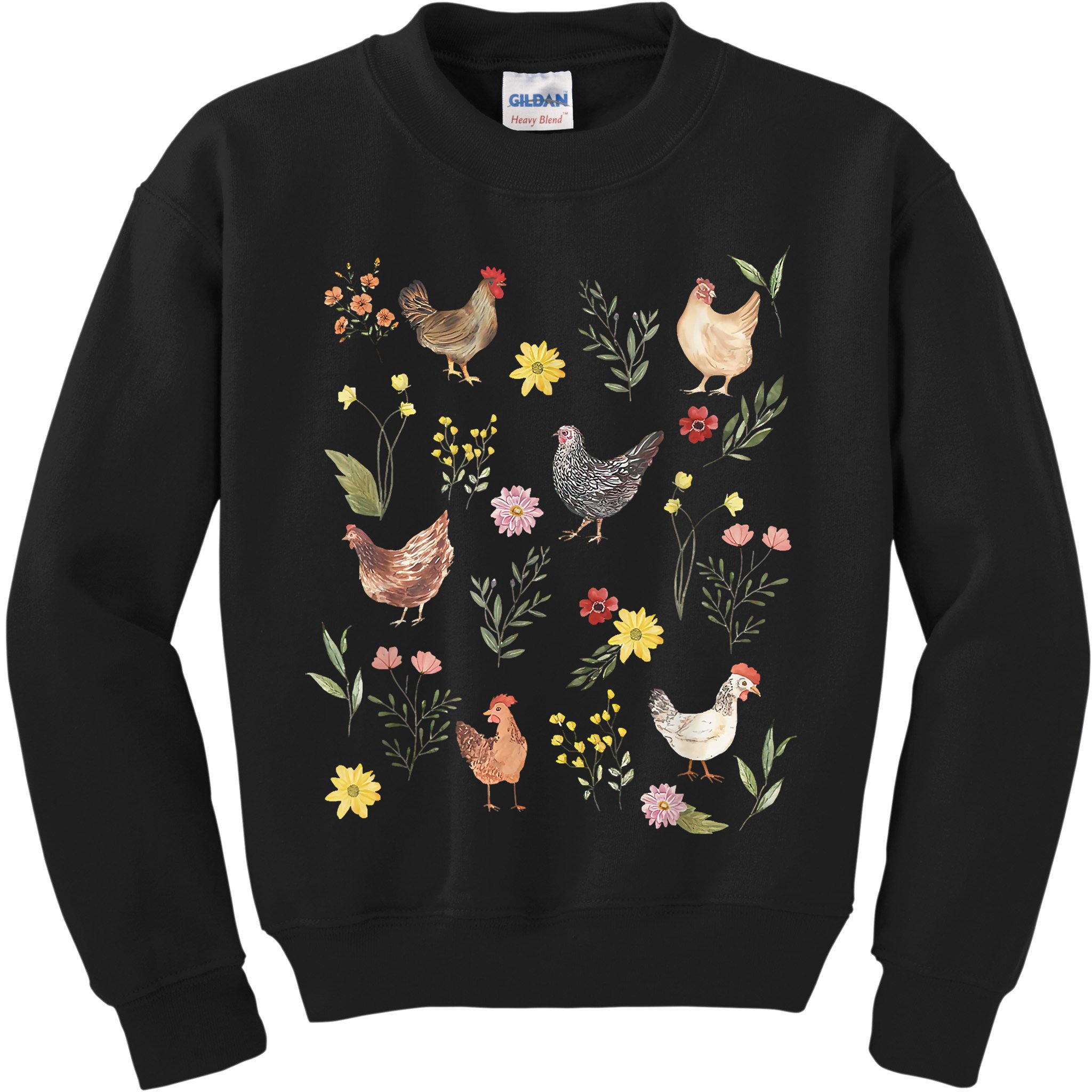 Wildflower Chicken Floral Chicken Lover Cute Farmer Flowers Kids Sweatshirt
