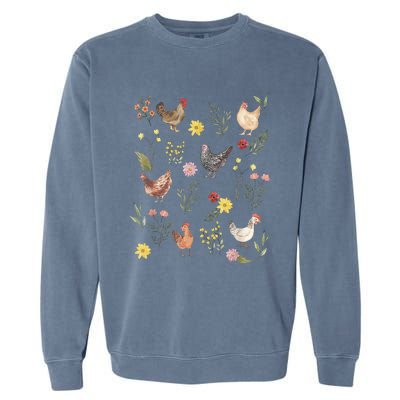 Wildflower Chicken Floral Chicken Lover Cute Farmer Flowers Garment-Dyed Sweatshirt