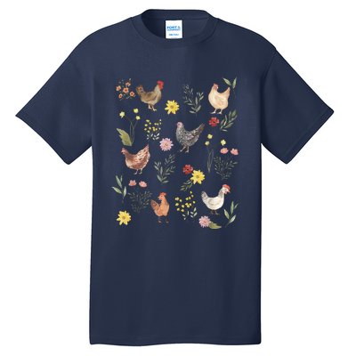 Wildflower Chicken Floral Chicken Lover Cute Farmer Flowers Tall T-Shirt