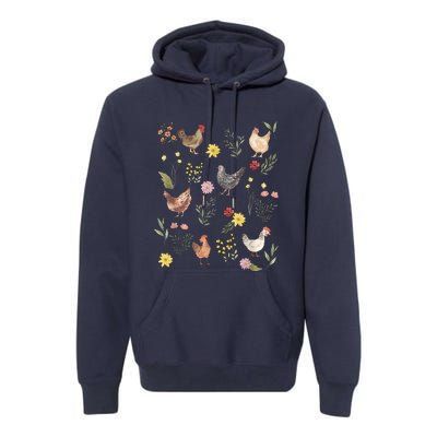 Wildflower Chicken Floral Chicken Lover Cute Farmer Flowers Premium Hoodie