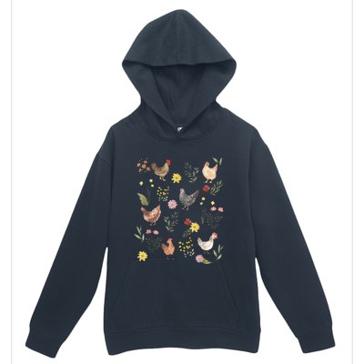 Wildflower Chicken Floral Chicken Lover Cute Farmer Flowers Urban Pullover Hoodie