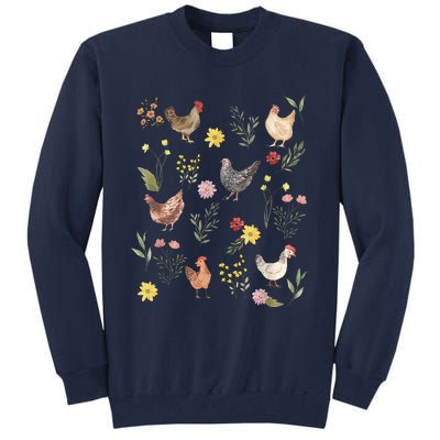 Wildflower Chicken Floral Chicken Lover Cute Farmer Flowers Tall Sweatshirt